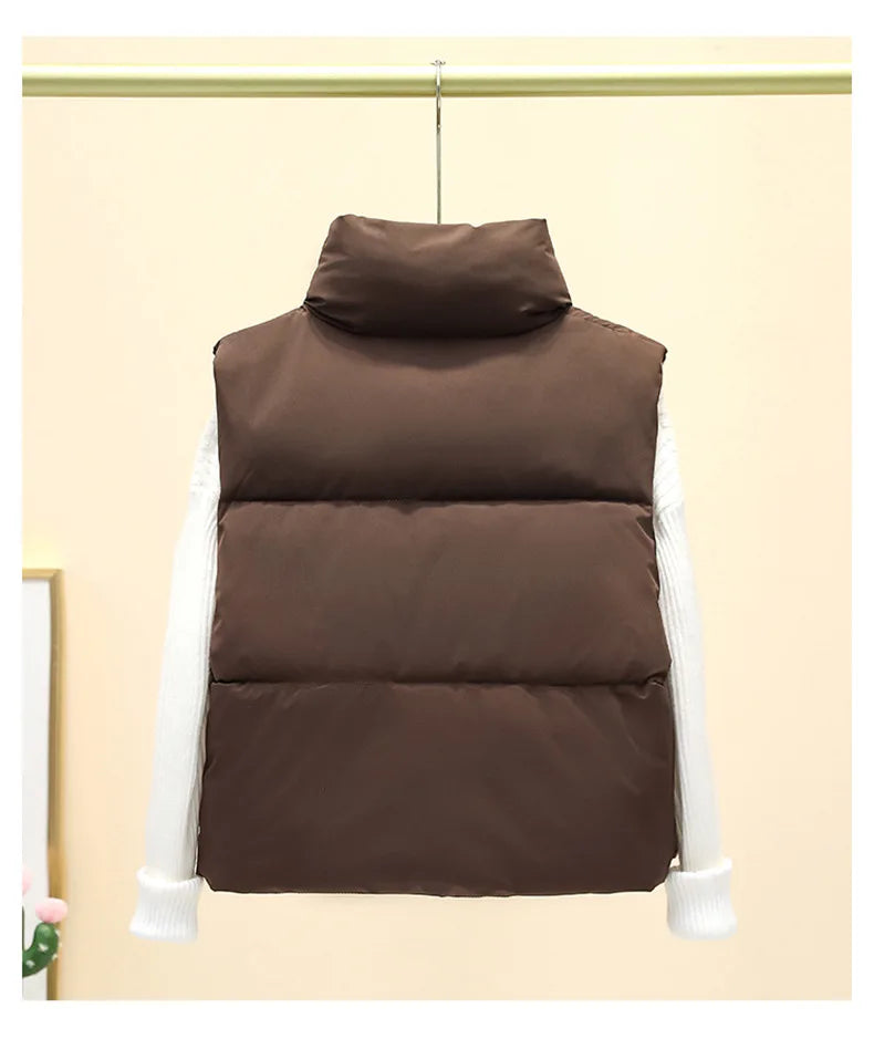 Women’s Autumn/Winter Short Down Vest – Quilted Stand-Collar Jacket
