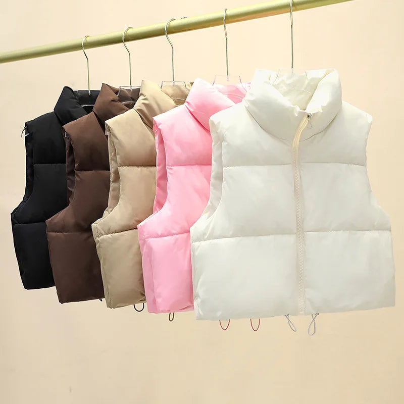 Women’s Autumn/Winter Short Down Vest – Quilted Stand-Collar Jacket