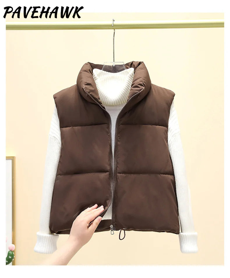 Women’s Autumn/Winter Short Down Vest – Quilted Stand-Collar Jacket