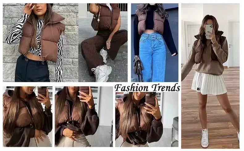 Women’s Autumn/Winter Short Down Vest – Quilted Stand-Collar Jacket