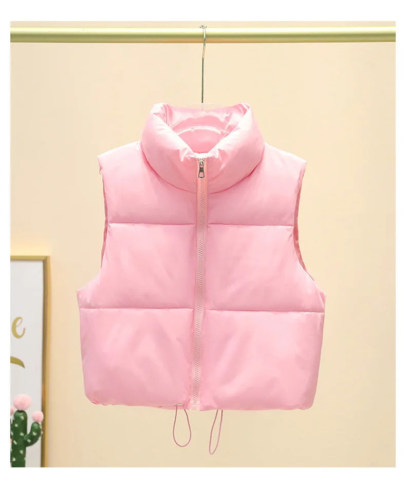 Women’s Autumn/Winter Short Down Vest – Quilted Stand-Collar Jacket