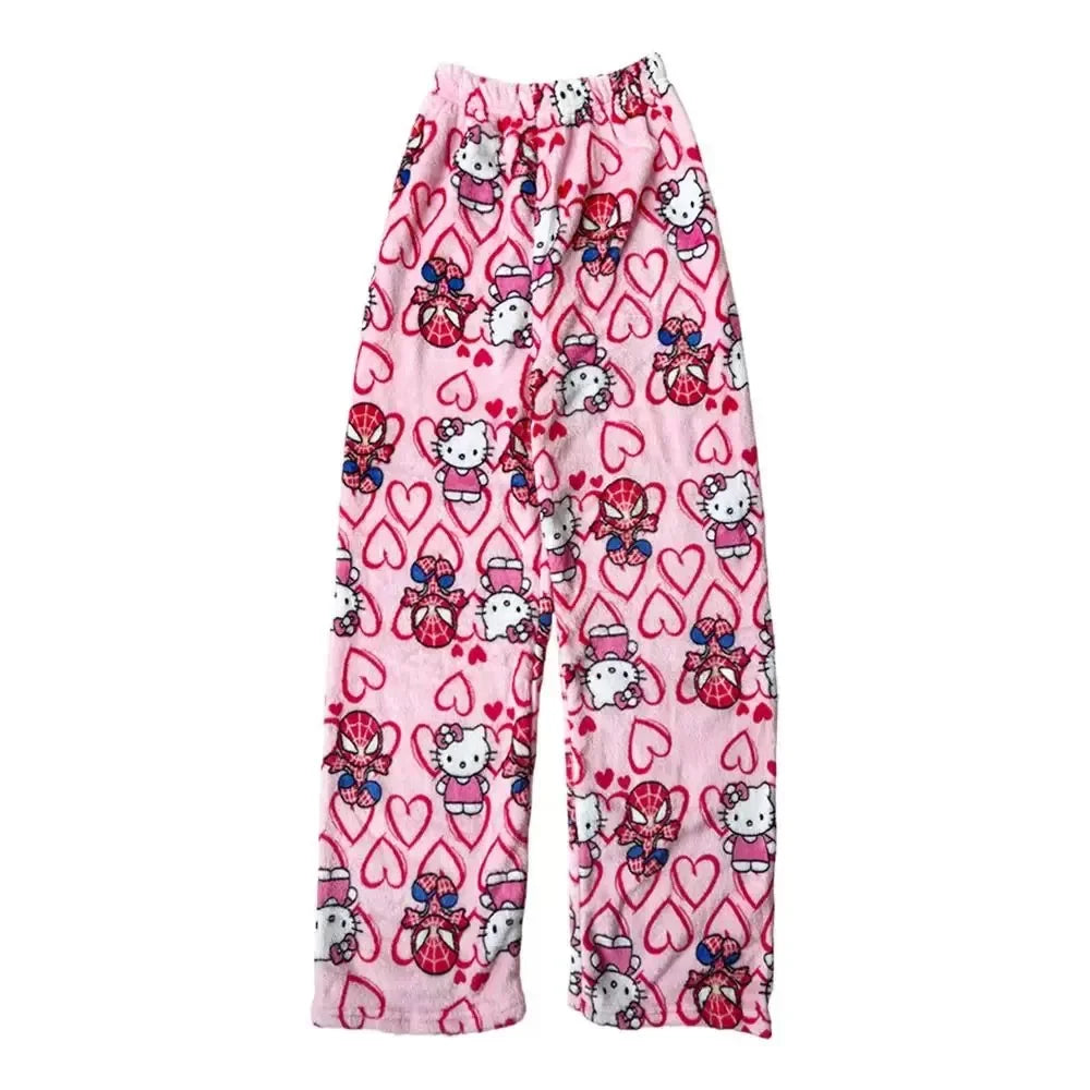 Hello Kitty & Spider-Man Anime Flannel Pajama Pants