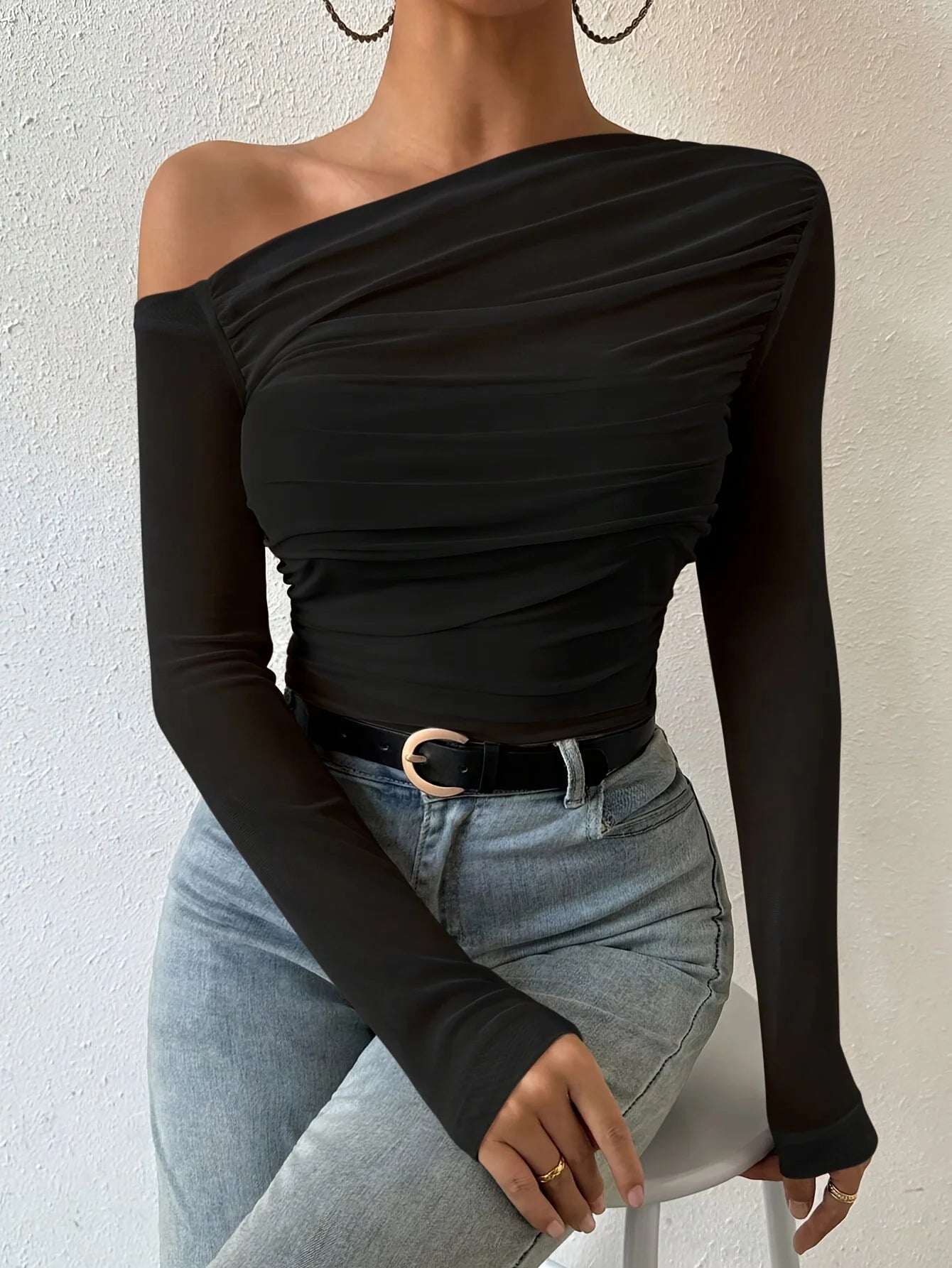 Off-Shoulder Slim Crop Top