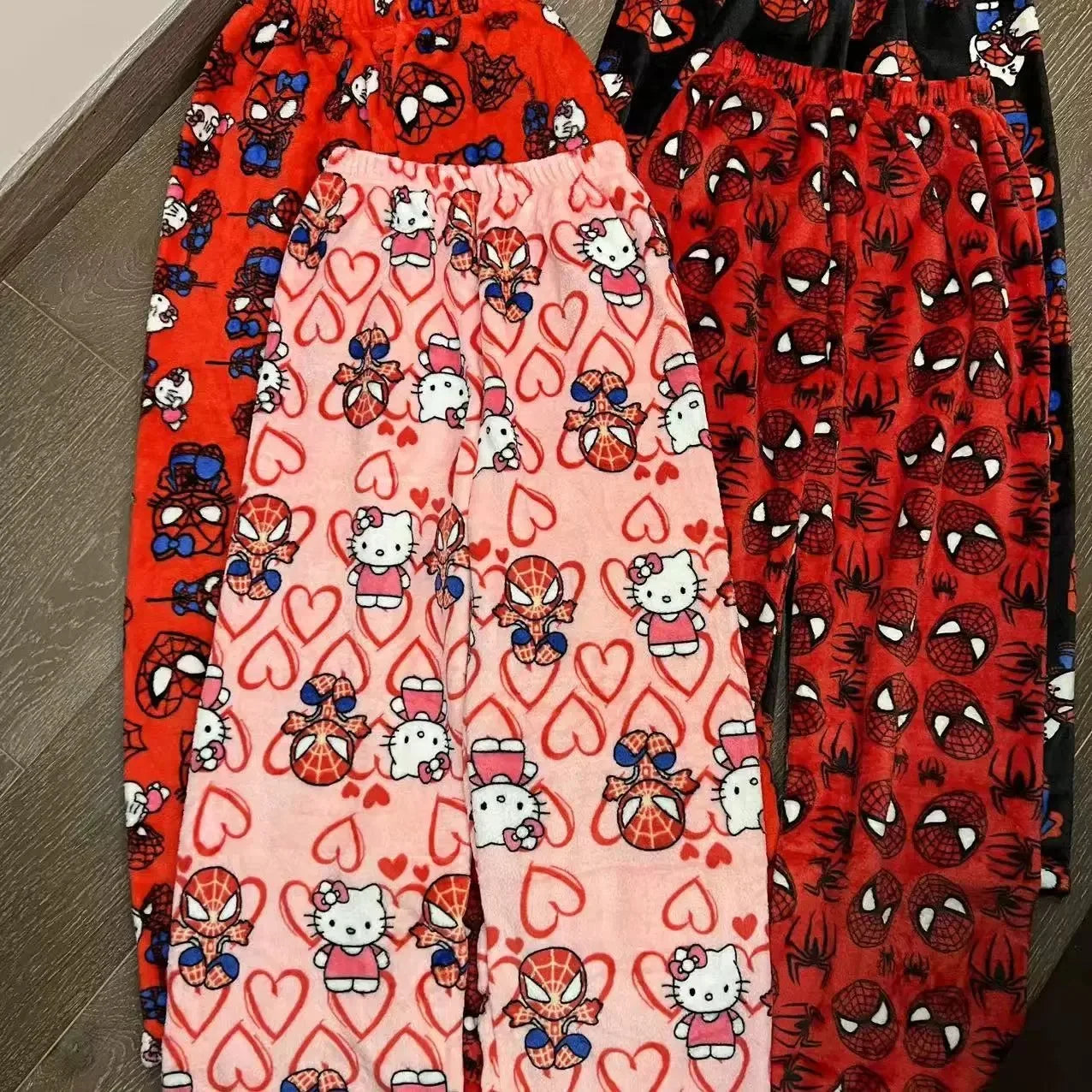 Hello Kitty & Spider-Man Anime Flannel Pajama Pants