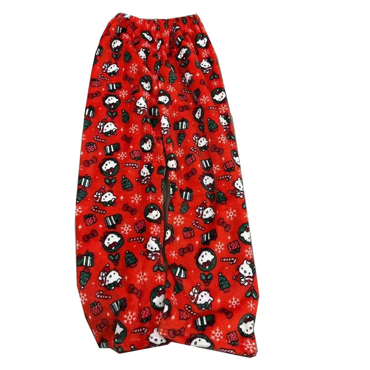 Y2K Christmas Hello Kitty Flannel Pajama Pants – Cute Anime Loungewear