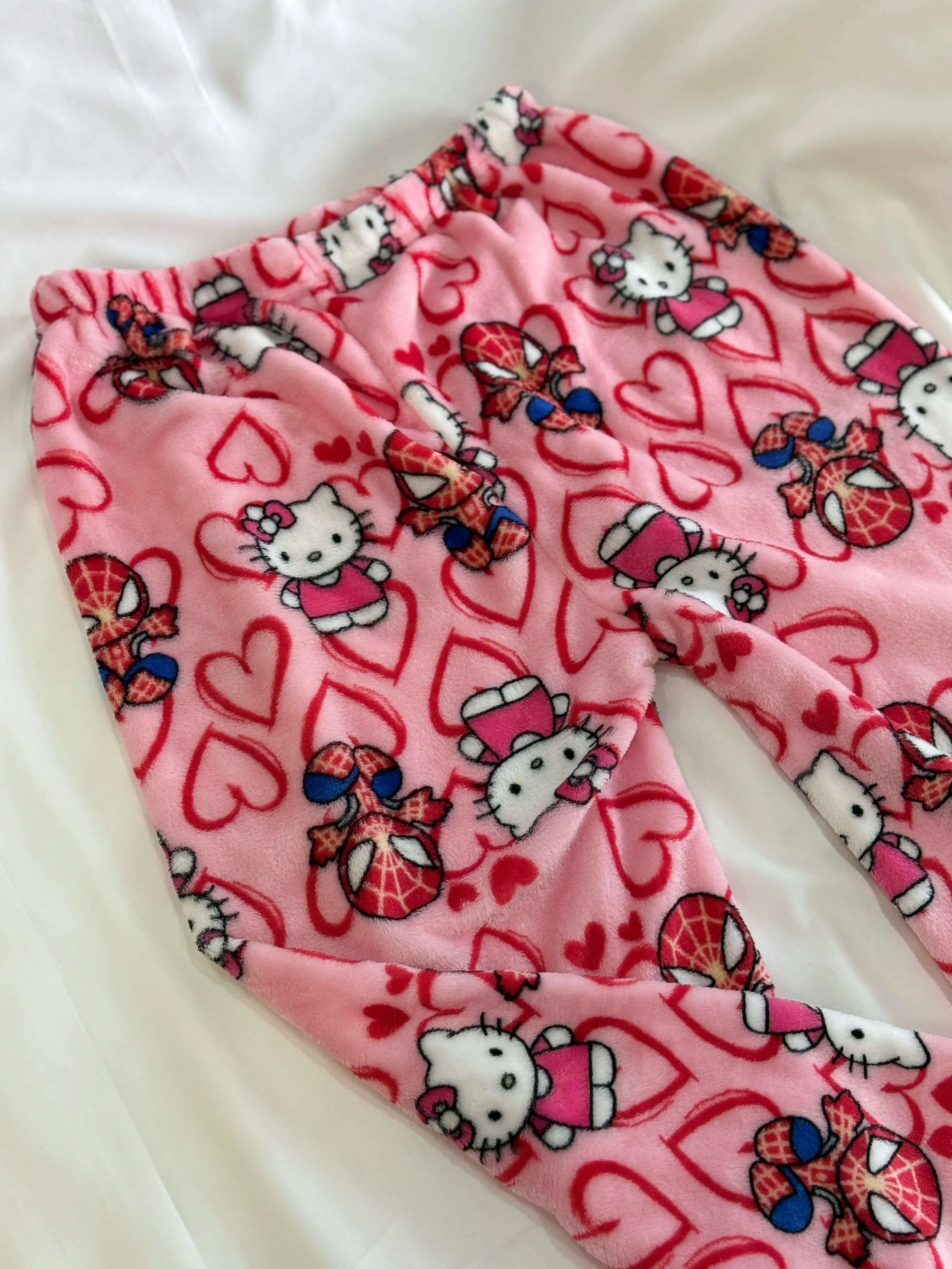 Hello Kitty & Spider-Man Anime Flannel Pajama Pants