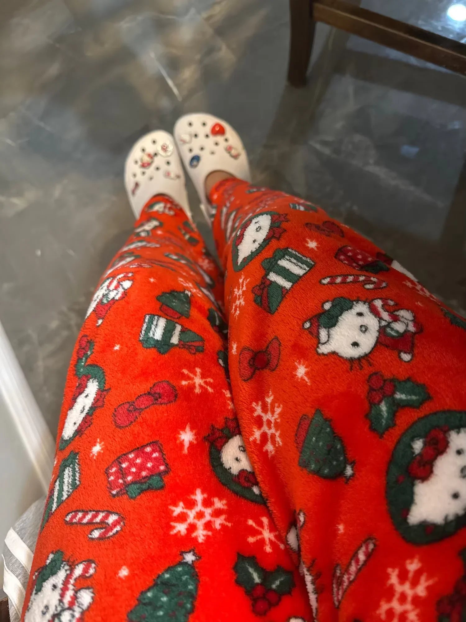 Y2K Christmas Hello Kitty Flannel Pajama Pants – Cute Anime Loungewear