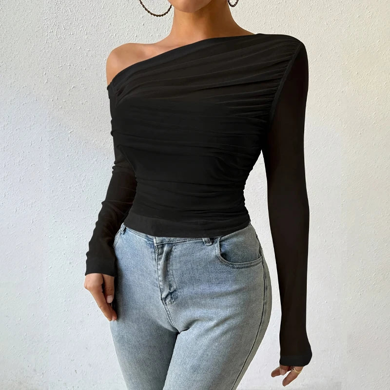 Off-Shoulder Slim Crop Top