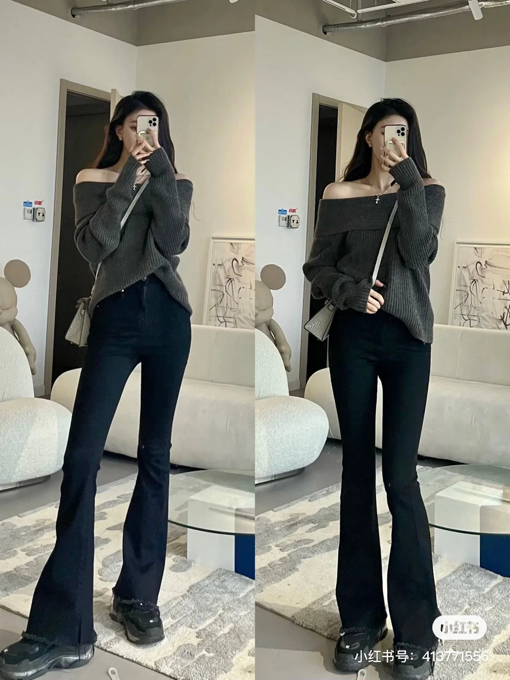 Women’s Elegant Off-the-Shoulder Slim-Fit Sweater – Autumn Casual Top